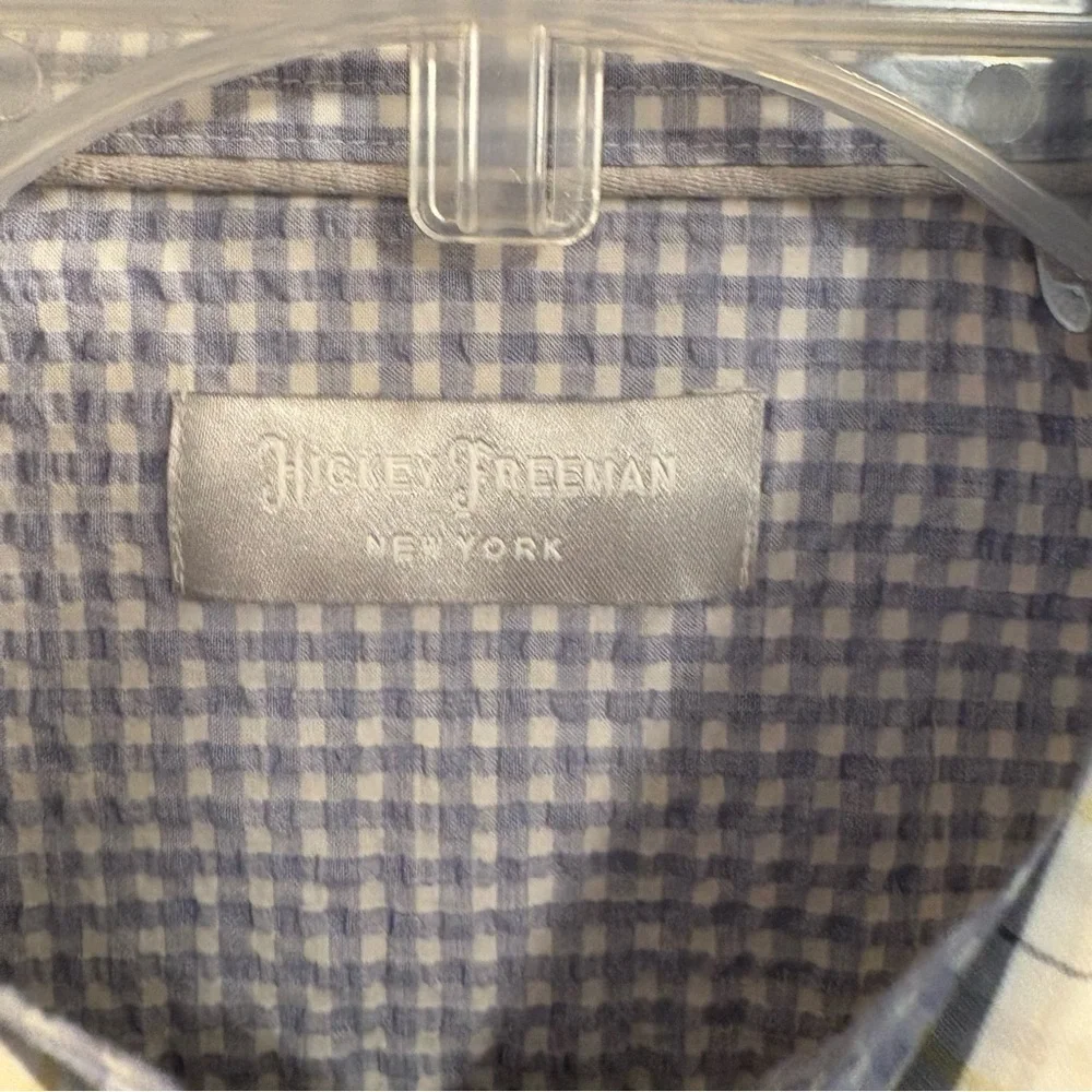 Hickey Freeman Multi-Color Plaid Shirt Button Up Long Sleeve Mens L Large Cotton